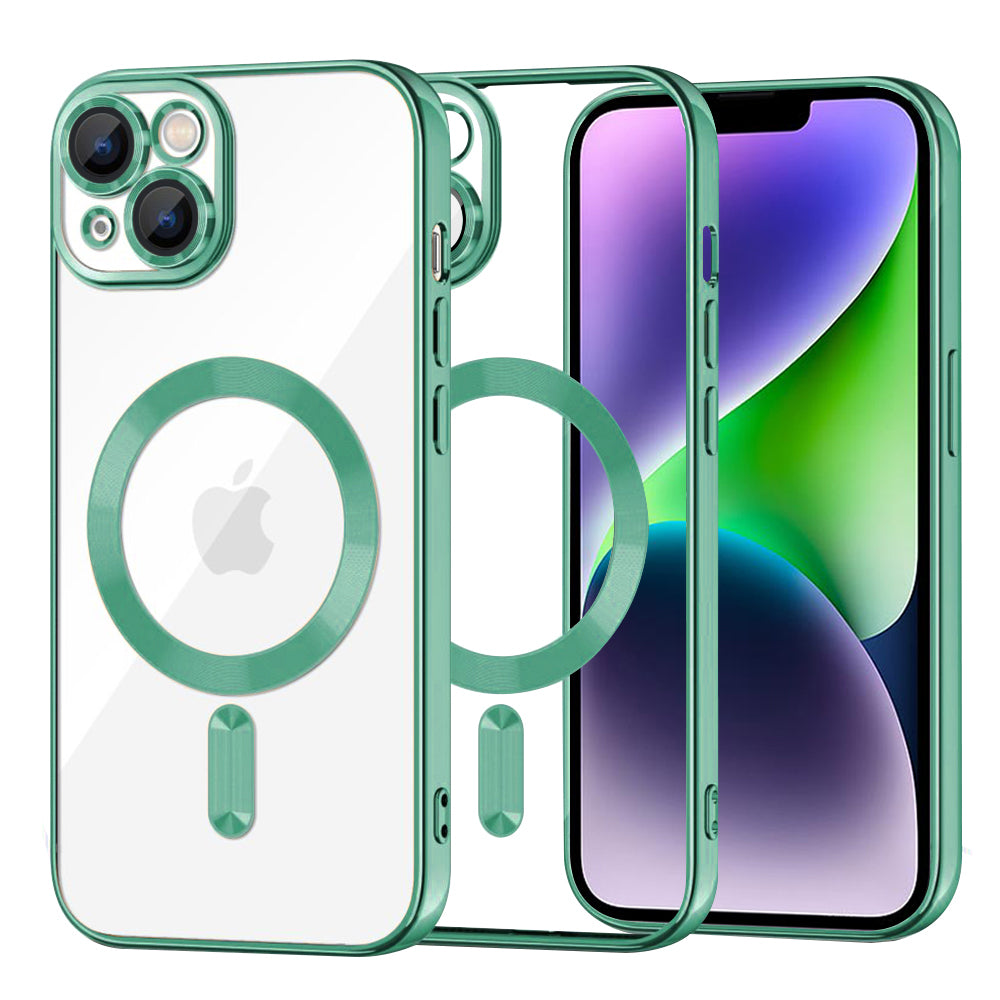 Husa de protectie Techsuit Luxury Crystal MagSafe compatibil cu iPhone 14 Plus, Verde Deschis
