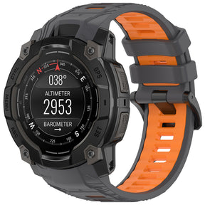 Curea smartwatch Techsuit Watchband (W077) compatibil cu Garmin Instinct 3 45mm / Instinct 3 45 Solar, Gri /Orange