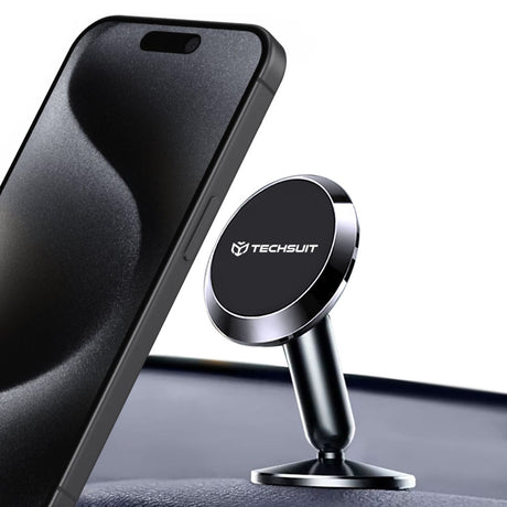 Suport Techsuit Premium TinyGrip (S11), Strong N52 Magnets, Universal Magnetic Mount, 360° Rotation, with 3M Metal Plates, Negru