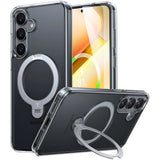 Husa de protectie Torras Ostand Spin MagSafe Series compatibil cu Samsung Galaxy S25 Plus, Transparent