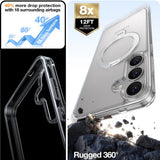 Husa de protectie Torras Ostand Spin MagSafe Series compatibil cu Samsung Galaxy S25 Plus, Transparent