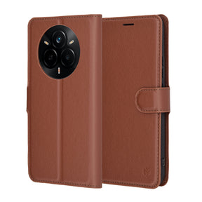 Husa de protectie Techsuit Leather Folio compatibil cu Realme 14 Pro, Maro