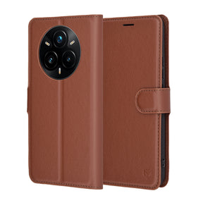 Husa de protectie Techsuit Leather Folio compatibil cu Realme 14 Pro+, Maro