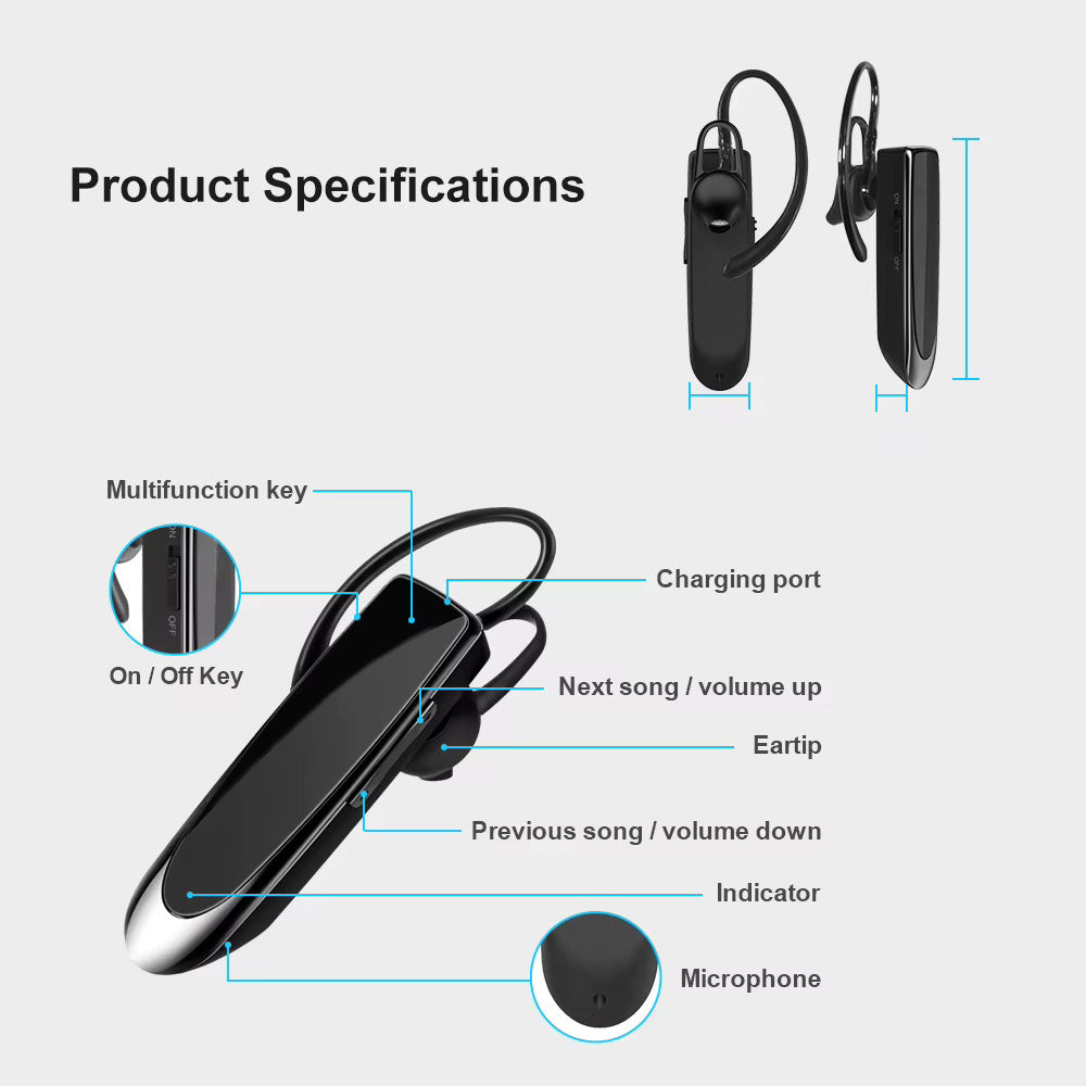 Casti Techsuit Premium Bluetooth Headset UrbanEar (CB1), HandsFree, Type-C, Noise Cancelling, Light & Comfortable, Negru