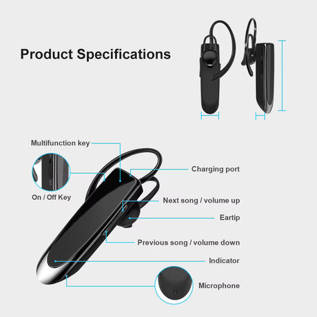 Casti Techsuit Premium Bluetooth Headset UrbanEar (CB1), HandsFree, Type-C, Noise Cancelling, Light & Comfortable, Negru