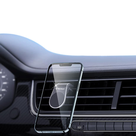 Suport Techsuit AirGrip (S7), Waterfall-Shaped, Magnetic Secure Grip for Air Vent, Clamp Grip, Negru / Silver