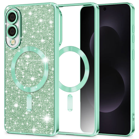 Husa de protectie Techsuit Luxury Glitter MagSafe compatibil cu Samsung Galaxy S25 Edge, Verde Deschis