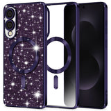 Husa de protectie Techsuit Luxury Glitter MagSafe compatibil cu Samsung Galaxy S25 Edge, Mov Inchis