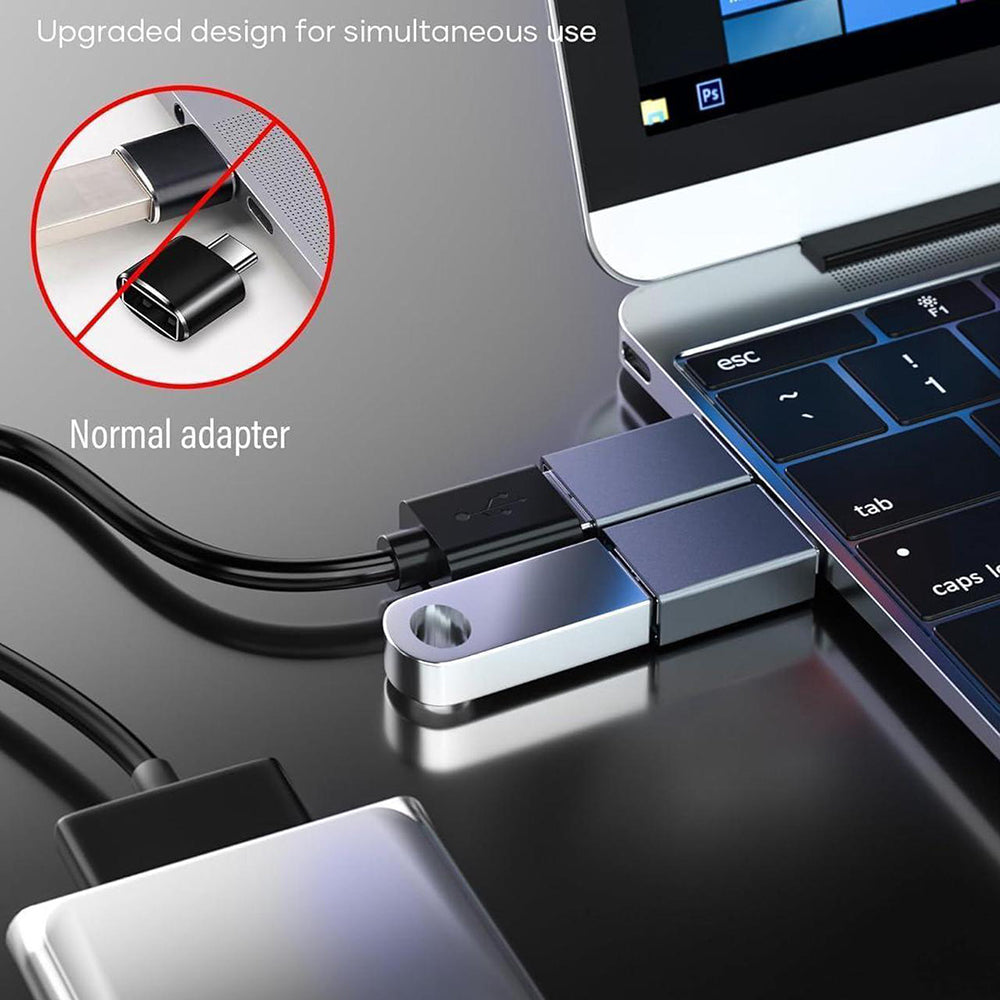 Adaptor Techsuit Premium OTG Adapter SlateVolt (A8), USB 3.0 to Type-C, 5Gbps, 3A, Aluminum Alloy, Fast Data Transfer, Gri