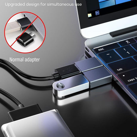 Adaptor Techsuit Premium OTG Adapter SlateVolt (A8), USB 3.0 to Type-C, 5Gbps, 3A, Aluminum Alloy, Fast Data Transfer, Gri