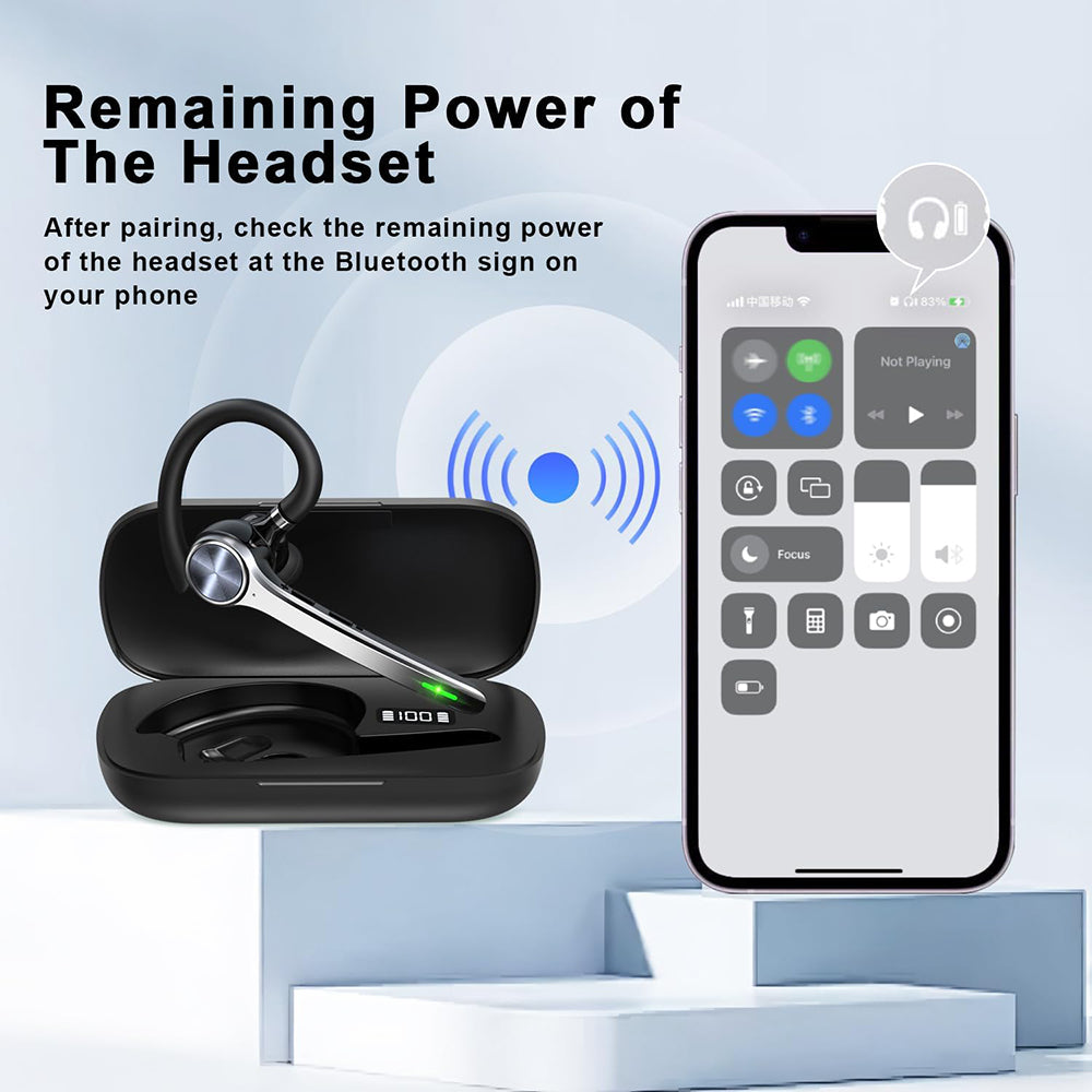 Casti Techsuit Premium Bluetooth Headset NeXound (G7), HandsFree, ENC, LED, Bluetooth 5.1, Qualcomm, 500mAh, 72hrs, Negru