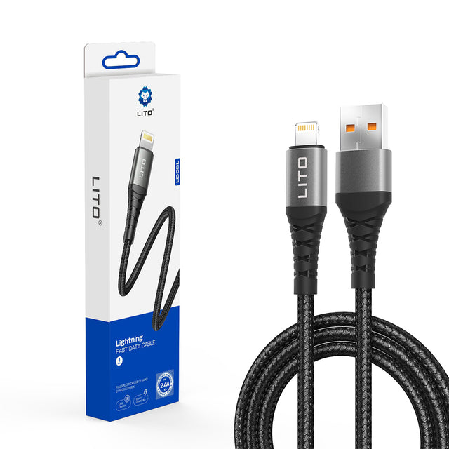 Cablu Lito (LD22L), USB-A to Lightning, Fast Charging, 2.4A, 2m, Negru