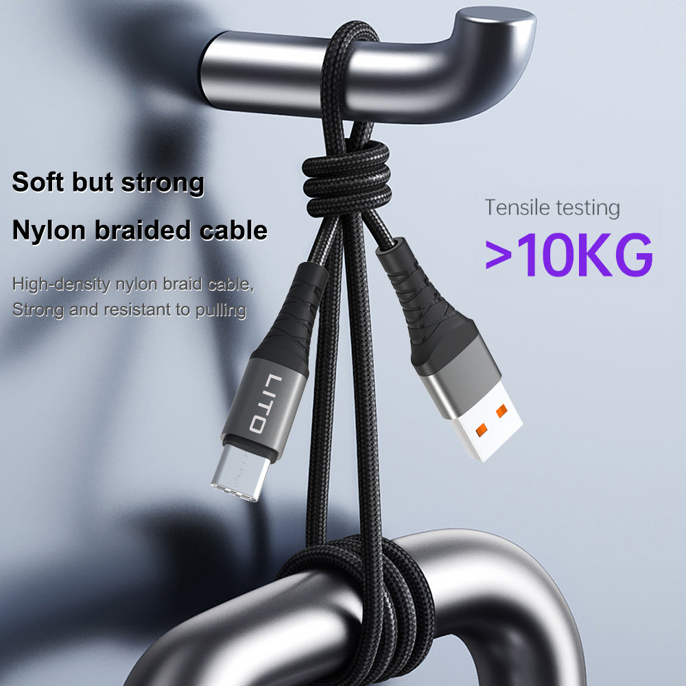 Cablu Lito (LD22L), USB-A to Lightning, Fast Charging, 2.4A, 2m, Negru