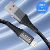 Cablu Lito (LD22L), USB-A to Lightning, Fast Charging, 2.4A, 2m, Negru