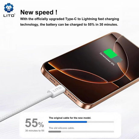Cablu Lito (LD04CL), Type-C to Lightning, Fast Charging 27W, 1m, Alb