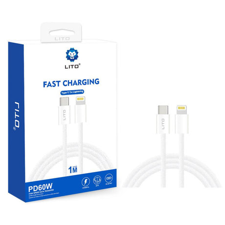 Cablu Lito (LD04CL), Type-C to Lightning, Fast Charging 27W, 1m, Alb