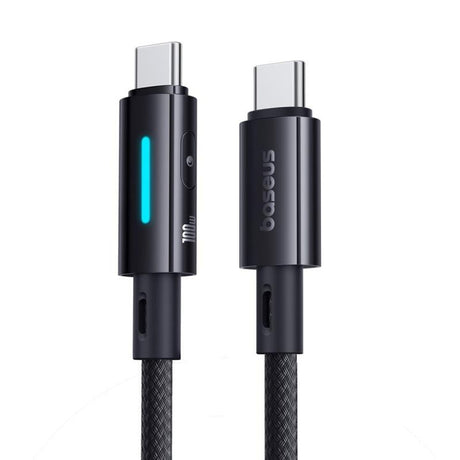 Cablu Baseus Lit (P10379000121-01), for iPhone, Laptop, Type-C, 100W, Dynamic Light, E-marker Chip, 2m, Negru Cosmic