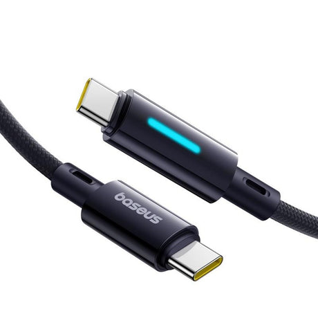 Cablu Baseus Lit (P10379000121-01), for iPhone, Laptop, Type-C, 100W, Dynamic Light, E-marker Chip, 2m, Negru Cosmic