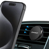 Suport Techsuit TinyGrip (S9), for Air Vent, with Metal Plate, Strong Magnet, Universal Compatibility, Negru / Silver