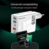 Incarcator Techsuit Premium PentaXPower (CHC1), Type-C Cable Included, 3x USB, 2x Type-C PD 25W, 65W, GaN, 1m, Negru
