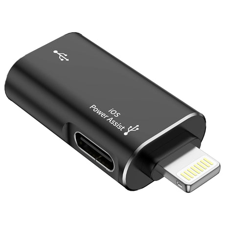 Adaptor Techsuit Premium OTG Adapter AluVoltX (A18), USB to Lightning, Plug and Play, Aluminum Alloy, Fast Data Transfer, Negru