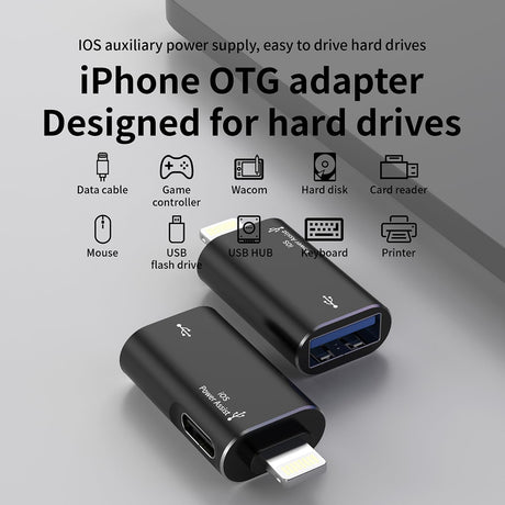 Adaptor Techsuit Premium OTG Adapter AluVoltX (A18), USB to Lightning, Plug and Play, Aluminum Alloy, Fast Data Transfer, Negru