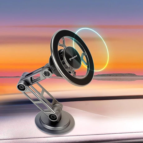 Suport Techsuit Premium TitanMagX (S14), for Dashboard/Desk, MagSafe Compatible, 360° Rotation, 3M Adhesive, Gri