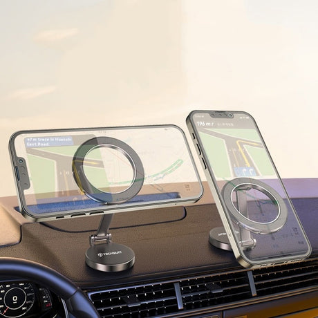Suport Techsuit TitanMagX (S13), for Dashboard and Desk, MagSafe Compatible, Foldable, Adjustable, 3M Adhesive, Gri