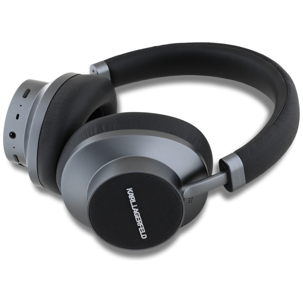 Casti Karl Lagerfeld Wireless Saffiano Elongated (KLBHP73PSACKMK), Over-Ear Headset, ANC, Bluetooth, Type-C, Negru