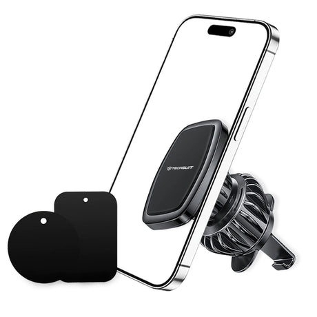 Suport Techsuit AirFix (S2), with Metal Plates, for Air Vent, Magnetic Car Mount N52, Rotation Angle 360°, Negru