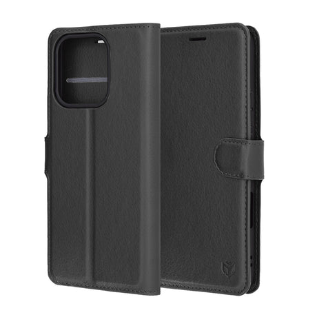 Husa de protectie Techsuit Leather Folio compatibil cu Honor 400 Lite, Negru