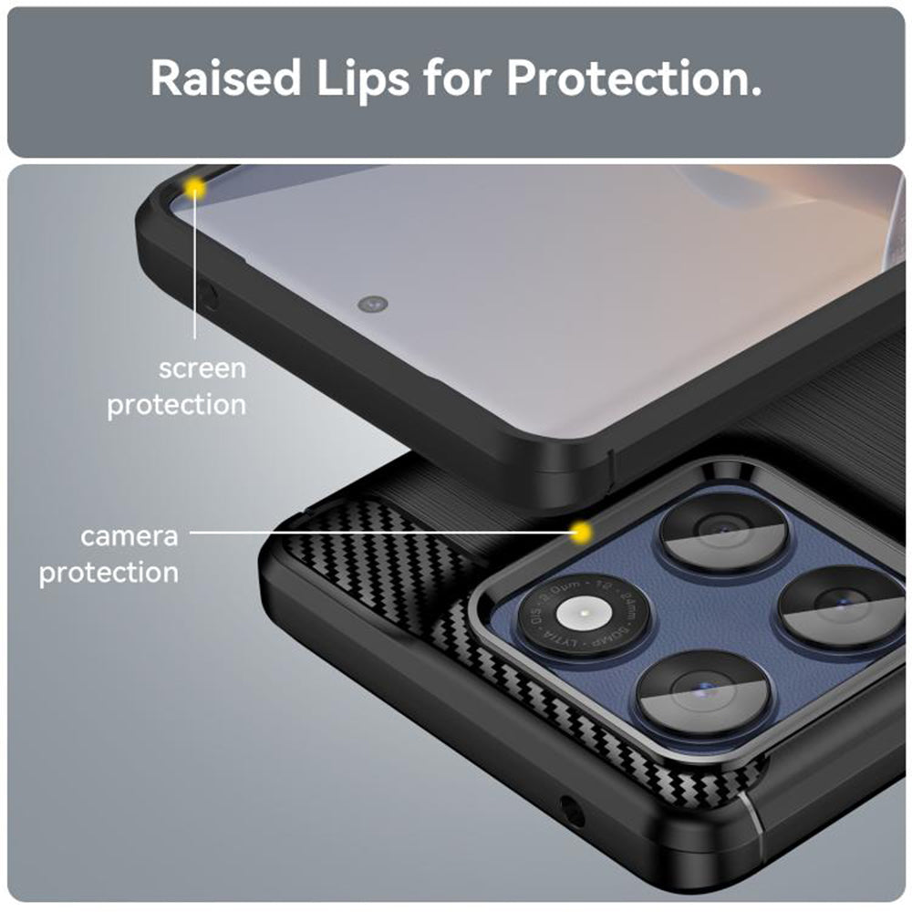 Husa de protectie Techsuit Carbon Silicone compatibil cu Motorola Edge 60 / Edge 60 Fusion, Negru