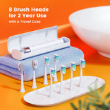 Bitvae Electric Toothbrush (S2 Smart), Ultrasonic, Soft, 8 Heads, Case, Red Light Pressure Sensor, 5Modes, 1400mAh, Negru