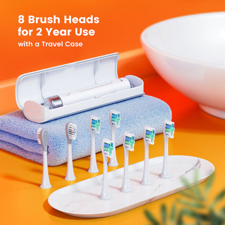 Bitvae Electric Toothbrush (S2 Smart), Ultrasonic, Soft, 8 Heads, Case, Red Light Pressure Sensor, 5Modes, 1400mAh, Negru