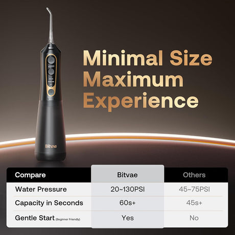 Bitvae Water Flosser (BVC6), Larger 300ml Size, with 6 Jet Tips, 3 Modes, 5 Intensities, Rechargeable, Alb