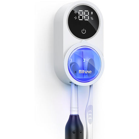 Bitvae Air Drying Sanitizer (BVX122), for Toothbrush, UV Disinfection, Inductive Switch, Antibacterial, LED Screen, Alb