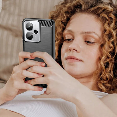 Husa de protectie Techsuit Carbon Silicone compatibil cu Realme 14 / Realme 14T / Realme P3 5G, Negru