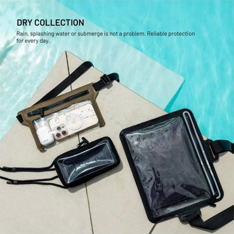 Fixed Waterproof Case Dry Belt, for Phone up to 7.5", IPX8, Adjustable Strap, Touchscreen Friendly, Hypalon Mesh, Bej
