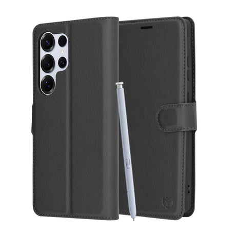 Husa de protectie Techsuit Leather Folio compatibil cu Samsung Galaxy S25 Ultra, Negru