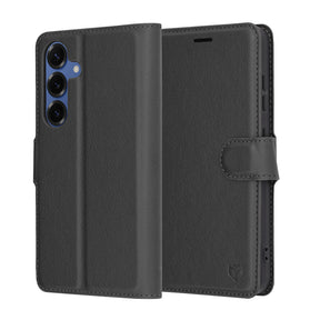 Husa de protectie Techsuit Leather Folio compatibil cu Samsung Galaxy S25, Negru