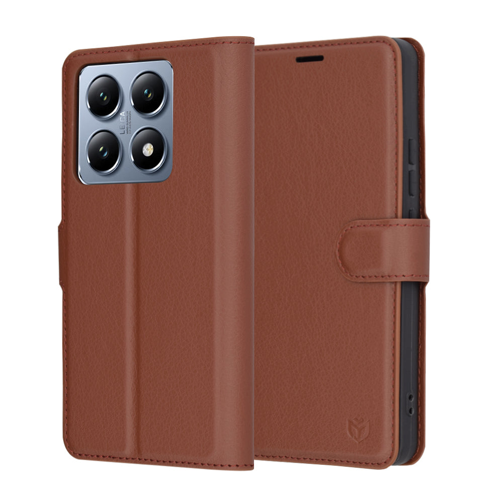 Husa de protectie Techsuit Leather Folio compatibil cu Xiaomi 14T Pro, Maro