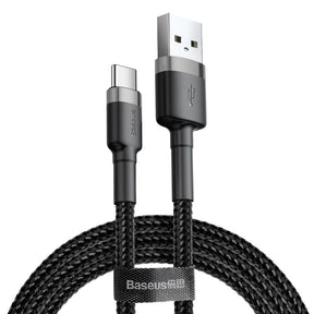 Cablu Baseus Cafule (CATKLF-BG1), USB to Type-C, 3A, 480Mbps, 1m, Gri / Black