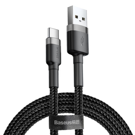 Cablu Baseus Cafule (CATKLF-BG1), USB to Type-C, 3A, 480Mbps, 1m, Gri / Black