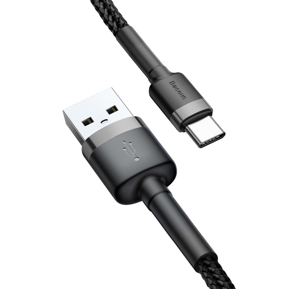 Cablu Baseus Cafule (CATKLF-BG1), USB to Type-C, 3A, 480Mbps, 1m, Gri / Black