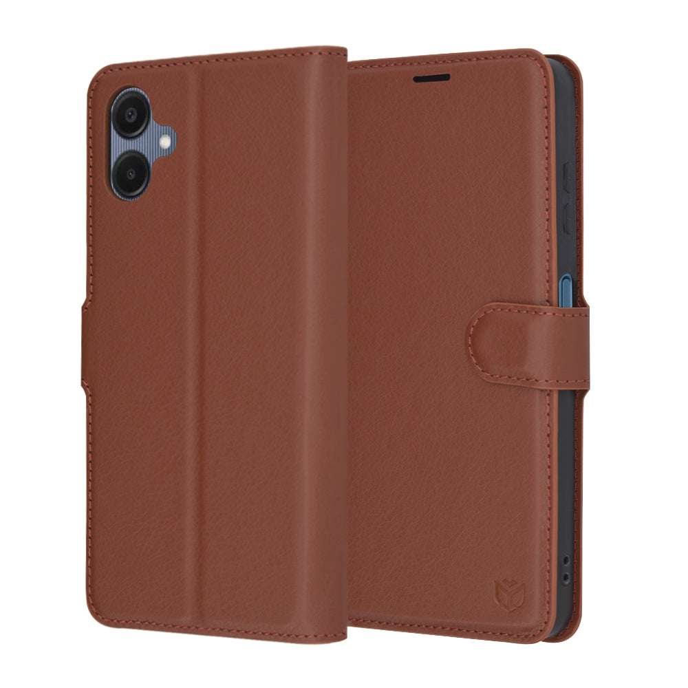 Husa de protectie Techsuit Leather Folio compatibil cu Samsung Galaxy A06, Maro