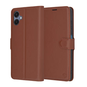 Husa de protectie Techsuit Leather Folio compatibil cu Samsung Galaxy A06, Maro