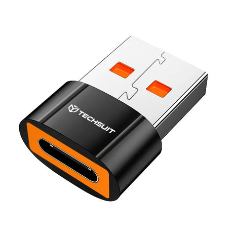 Adaptor Techsuit Premium OTG Adapter HyperPort (A7), Type-C to USB3.0, 5Gbps, 10A, Converter for Phone, Negru / Orange
