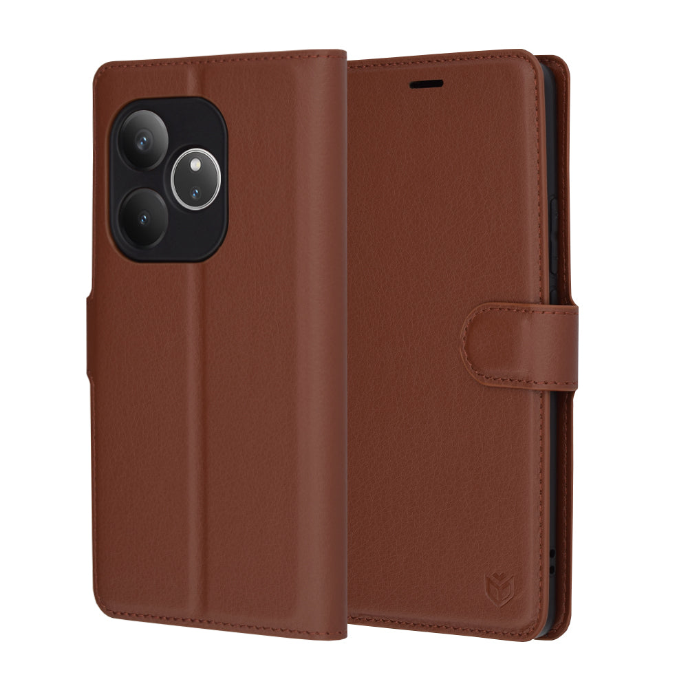 Husa de protectie Techsuit Leather Folio compatibil cu Realme GT 6 / GT 6T, Maro