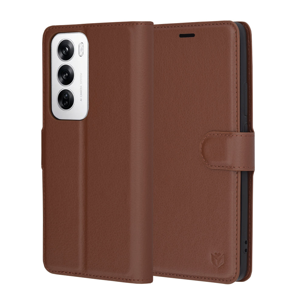 Husa de protectie Techsuit Leather Folio compatibil cu Oppo Reno12, Maro