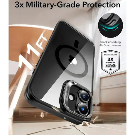 Husa de protectie ESR Classic Hybrid HaloLock Kickstand compatibil cu iPhone 16, Transparent Black